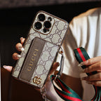Luxury Advanced Leather iPhone Case with Card Holder & Strap