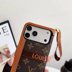 Luxury Luxury Pattern Wallet iPhone Case with Card Holder and Strap