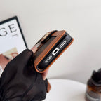 Luxury Luxury Pattern Wallet iPhone Case with Card Holder and Strap