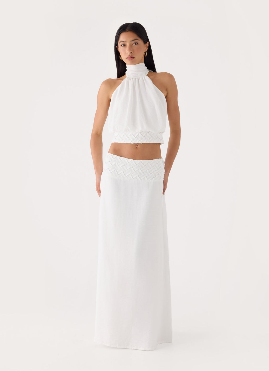 Jenna Crinkle Maxi Skirt - White
