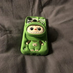 Cute Cartoon Labubu Zimomo Silicone with Stand | Brown/Pink - iPhone Case