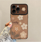 Floral Leather Phone Case with Detachable Wrist Strap