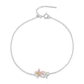 Beautiful Cherry Blossom Bracelet Adjustable Silver Snake Chain Link