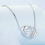 Double Dolphins Necklace Shiny Zircon Love Neck Chain