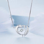 Double Dolphins Necklace Shiny Zircon Love Neck Chain