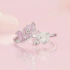 Purple Magenta Enamel Butterfly Opening Ring